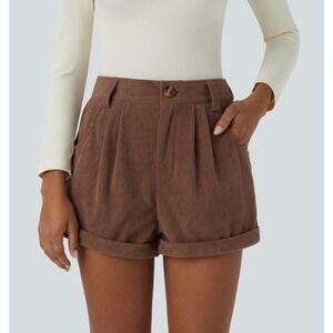 Halara High Waist Corduroy Shorts XS Brown NWT